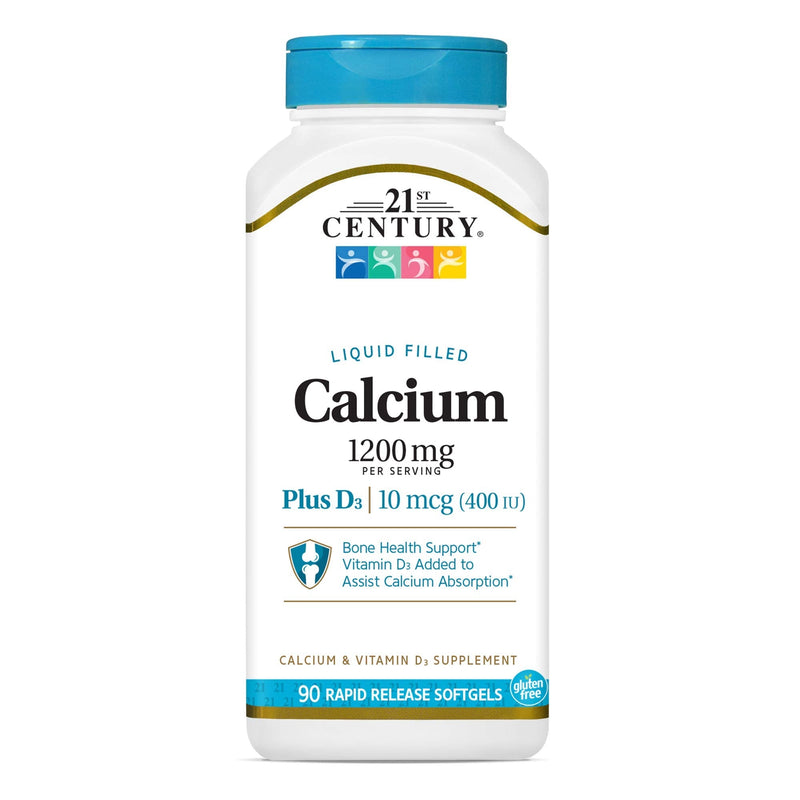 [Australia] - 21st Century Calcium Plus D3 Liquid Filled Softgel, 1200 mg, 90 Count 