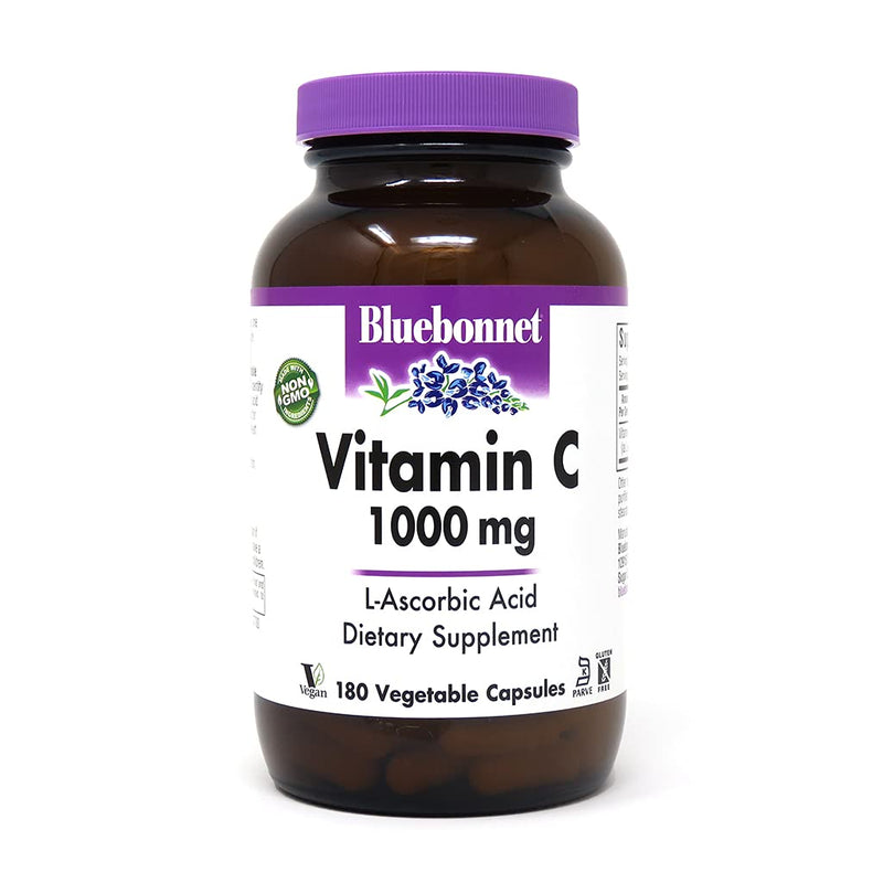 [Australia] - Bluebonnet Nutrition Vitamin C 1000 Mg Vegetable Capsules, Ascorbic Acid, for Immune Skin Health, Vegan, Vegetarian, Non GMO, Gluten, Soy & Milk Free, Kosher, 180 Count 