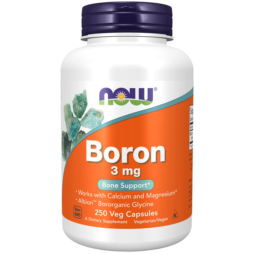 [Australia] - NOW Supplements, Boron 3 mg (Bororganic Glycine), Structural Support*, 250 Veg Capsules 