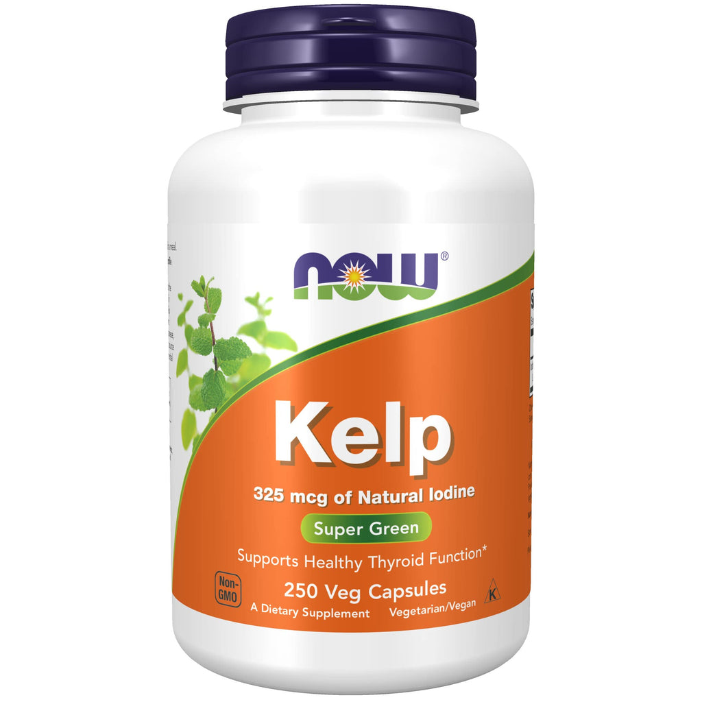 [Australia] - NOW Supplements, Kelp 325 mcg of Natural Iodine, Supports Healthy Thyroid Function*, Super Green, 250 Veg Capsules 250 Count (Pack of 1) 