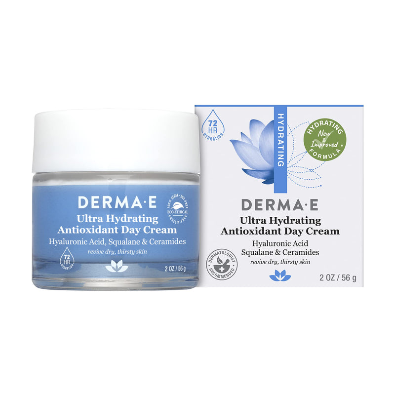 [Australia] - DERMA E Ultra Hydrating Antioxidant Day Cream – Advanced Face Moisturizer with Anti-Aging Squalane, Hyaluronic Acid and Ceramides to Smooth and Nourish, 2 Oz 