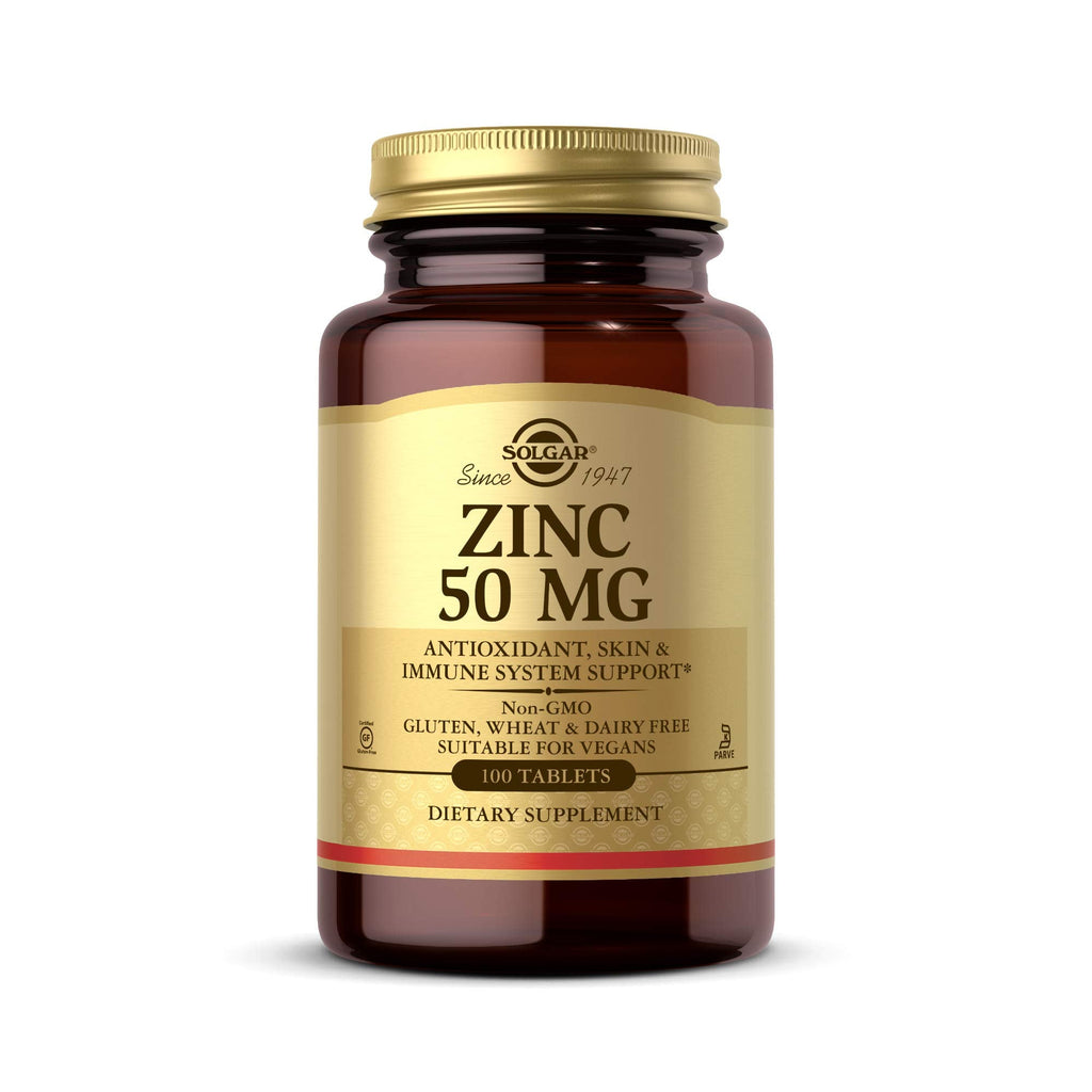 [Australia] - Solgar Zinc 50 mg, 100 Tablets - Zinc for Healthy Skin, Taste & Vision - Immune System & Antioxidant Support - Supports Cell Growth & DNA Formation - Non GMO, Vegan, Gluten Free - 100 Servings 100 Count (Pack of 1) 