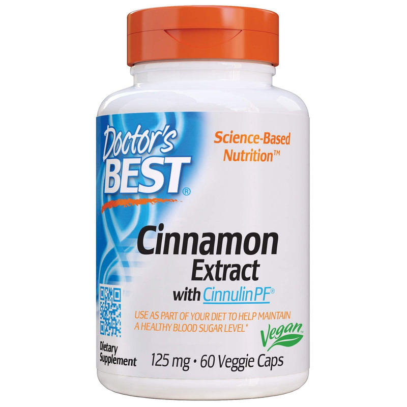 [Australia] - Doctor's Best Cinnamon Extract Cinnulin Pf, Non-GMO, Vegan, Gluten Free, Helps Maintain Blood Sugar Levels, 125 Mg, 60 Veggie Caps (DRB-00130) 60 Count (Pack of 1) 