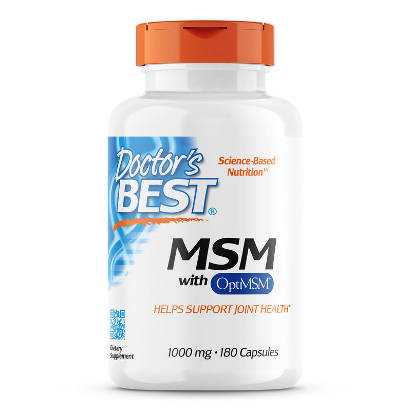 [Australia] - Doctor's Best MSM with OptiMSM, Joint Support, Immune System, Antioxidant and Protein-Building Role, Non-GMO, Gluten Free, 1000 mg, 180 Caps (DRB-00064) 