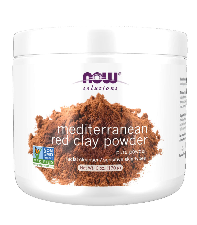 [Australia] - NOW Solutions, Mediterranean Red Clay Powder, Pure Powder for Sensitive Skin Facial Mask, 6-Ounce 6 Ounce (Pack of 1) 
