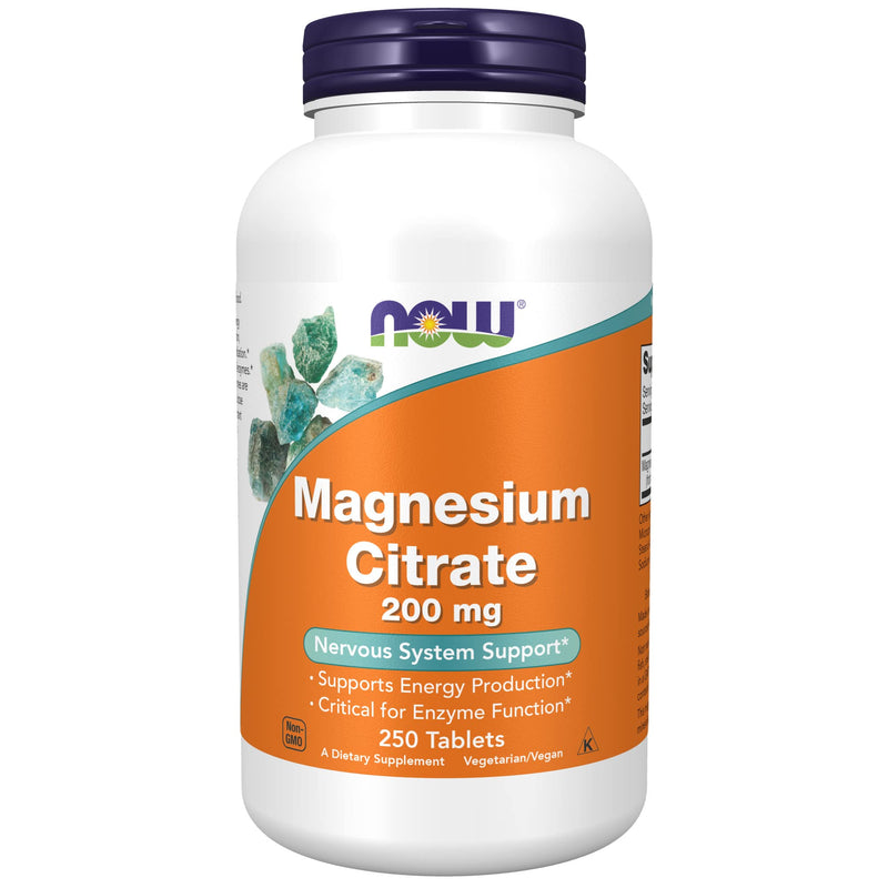 [Australia] - NOW Supplements, Magnesium Citrate 200 mg, Enzyme Function*, Nervous System Support*, 250 Tablets 250 Count (Pack of 1) 