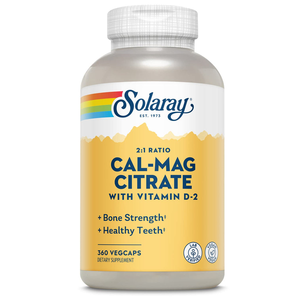 [Australia] - Solaray Calcium Magnesium Citrate 2:1 Ratio with Vitamin D2, Healthy Bone, Muscle & Nerve Support, 60 Serv, 360 VegCaps 360 Count (Pack of 1) 