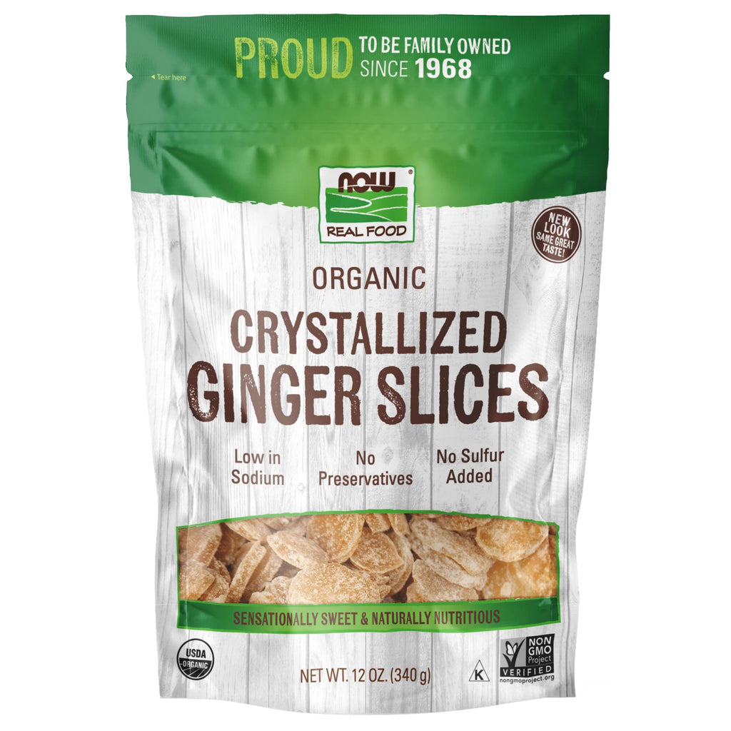 [Australia] - NOW Foods, Organic Crystallized Ginger Slices, Low-Sodium, Sulfur-Free, Preservative-Free and Non-GMO, 16-Ounce (Packaging May Vary) 