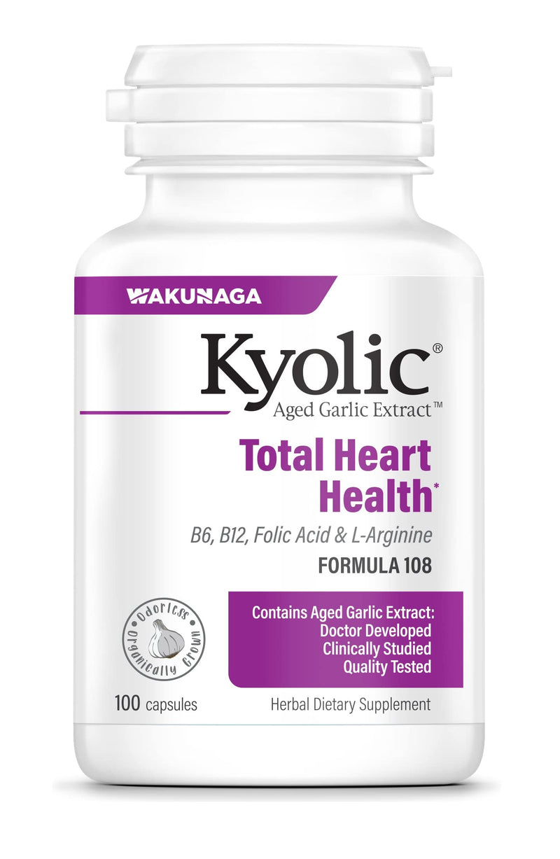 [Australia] - Kyolic Aged Garlic Extract Formula 108, Total Heart Health, 100 Capsules Formula 108 Capsules 100 Count (Pack of 1) 