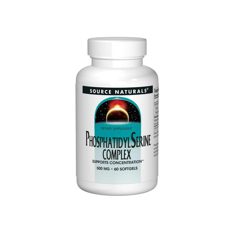 [Australia] - Source Naturals Phosphatidyl Serine Complex Stablilized Enzyme Supplement 500mg - 100% Pure - 60 Softgels 60 Count (Pack of 1) 