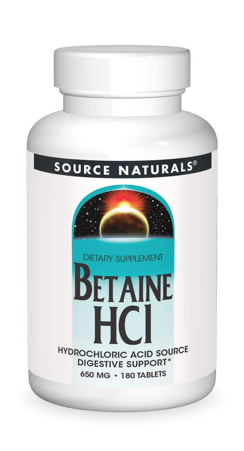 [Australia] - Source Naturals - Betaine HCl Hydrochloric Acid Source 650 mg. - 180 Tablets 