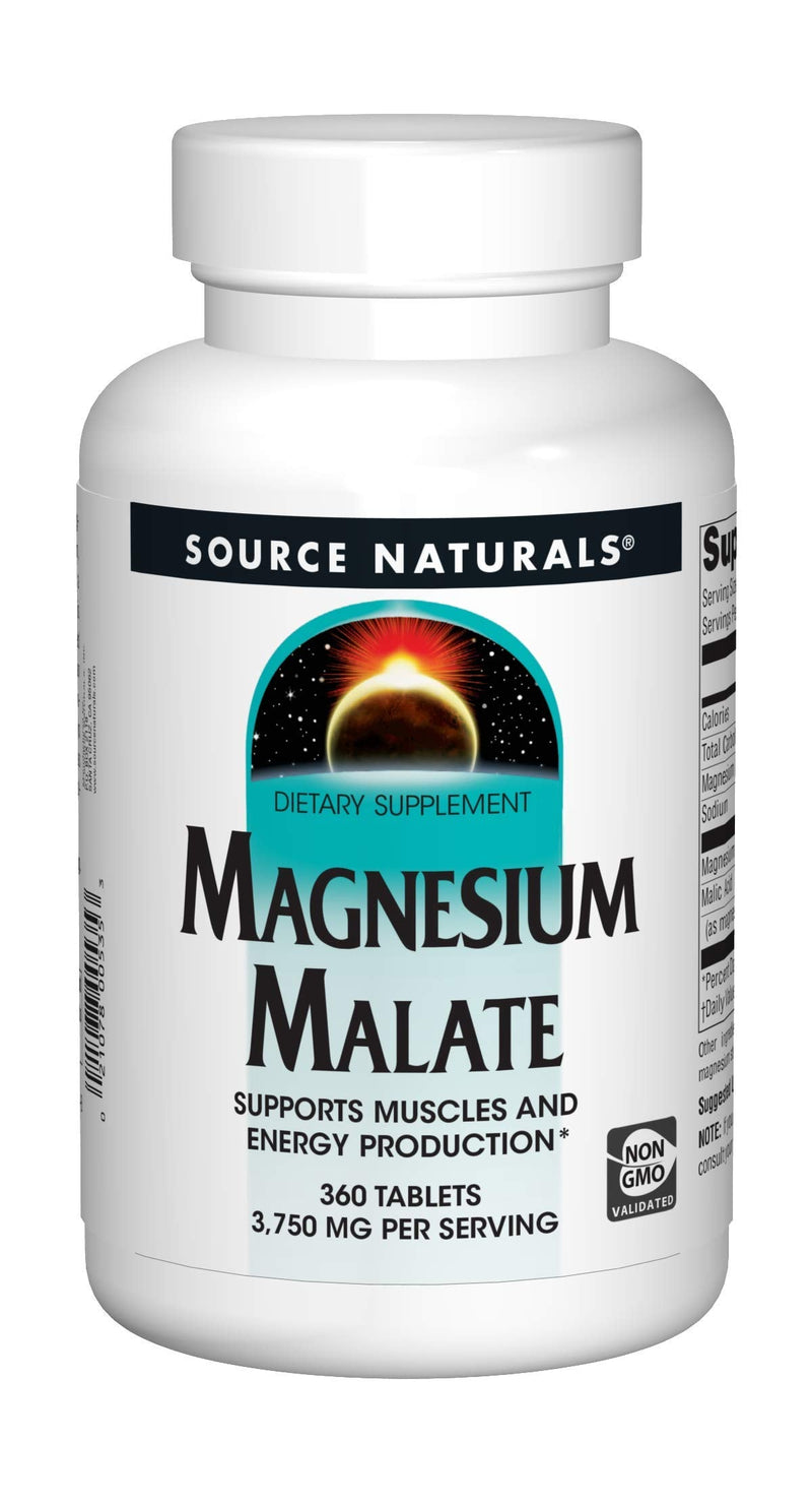 [Australia] - Source Naturals Magnesium Malate 1250 mg for Energy Production - 360 Tablets 1 360 Count (Pack of 1) 