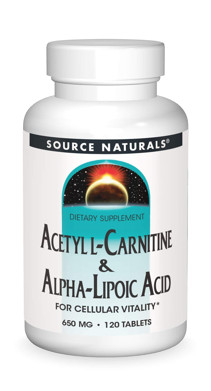 [Australia] - Source Naturals Acetyl L-Carnitine & Alpha-Lipoic Acid 650mg- 120 Tablets 120 Count (Pack of 1) 