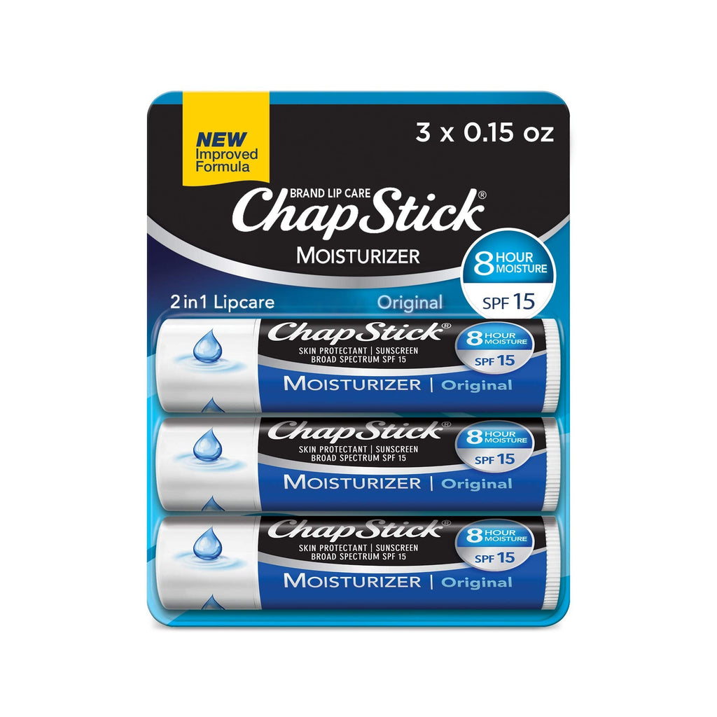 [Australia] - ChapStick Moisturizer Original Lip Balm Tubes, SPF 15 and Skin Protectant - 0.15 Oz (Pack of 3) 