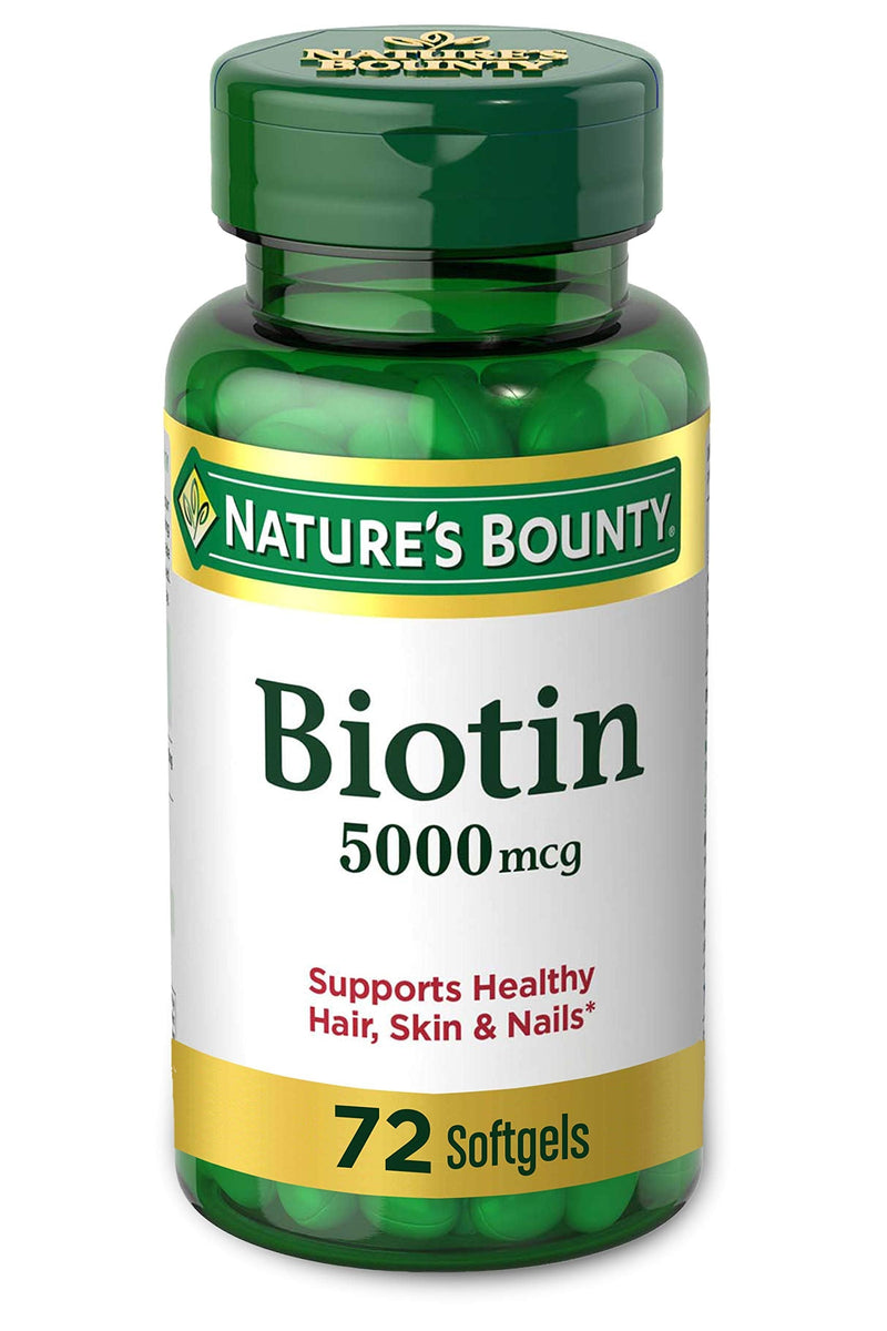 [Australia] - Biotin by Nature's Bounty, Vitamin Supplement, Supports Metabolism for Energy and Healthy Hair, Skin, and Nails, 5000 mcg, 72 Softgels 