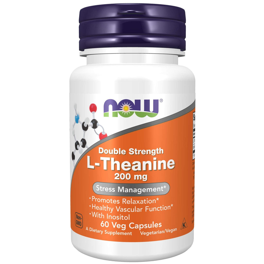 [Australia] - NOW Supplements, L-Theanine 200 mg with Inositol, Stress Management*, 60 Veg Capsules 