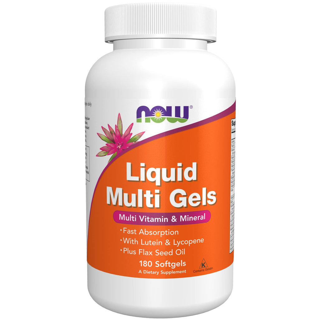 [Australia] - NOW Supplements, Liquid Multi Gels with Lutein and Lycopene, plus Flax Seed Oil, 180 Softgels 180 Count (Pack of 1) 