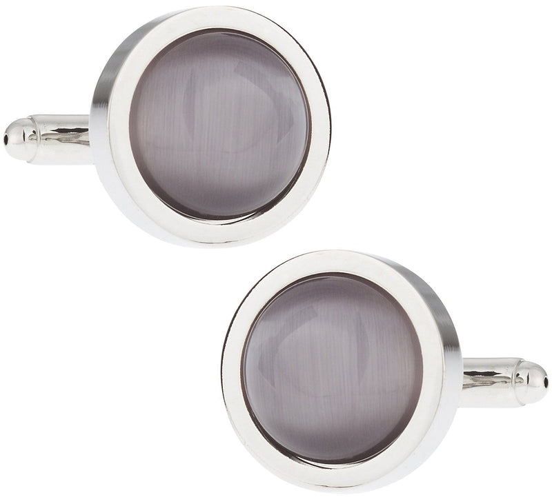 [Australia] - Cuff-Daddy Silver Catseye Cufflinks Framed Silver with Presentation Box 