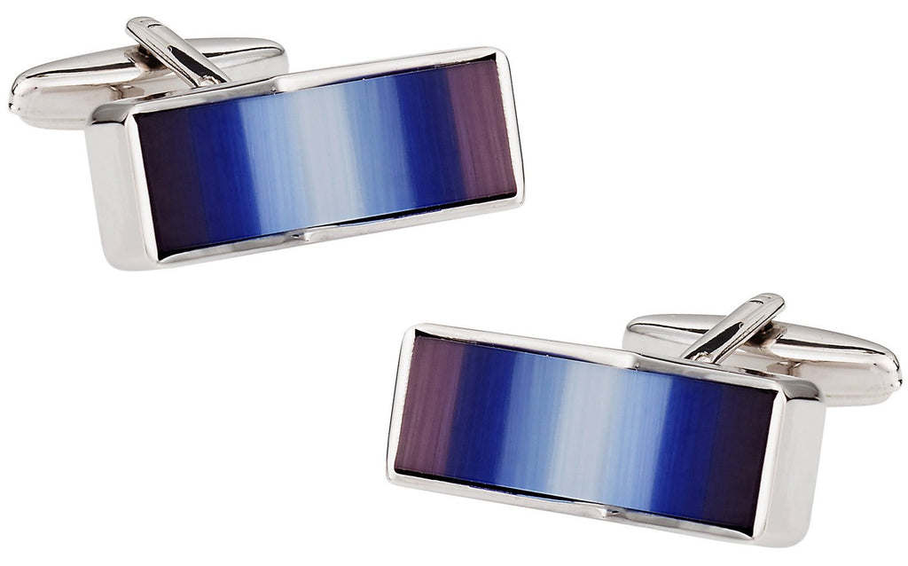 [Australia] - Cuff-Daddy Blue, Purple, Silver Fiber Optic Cufflinks with Presentation Box 