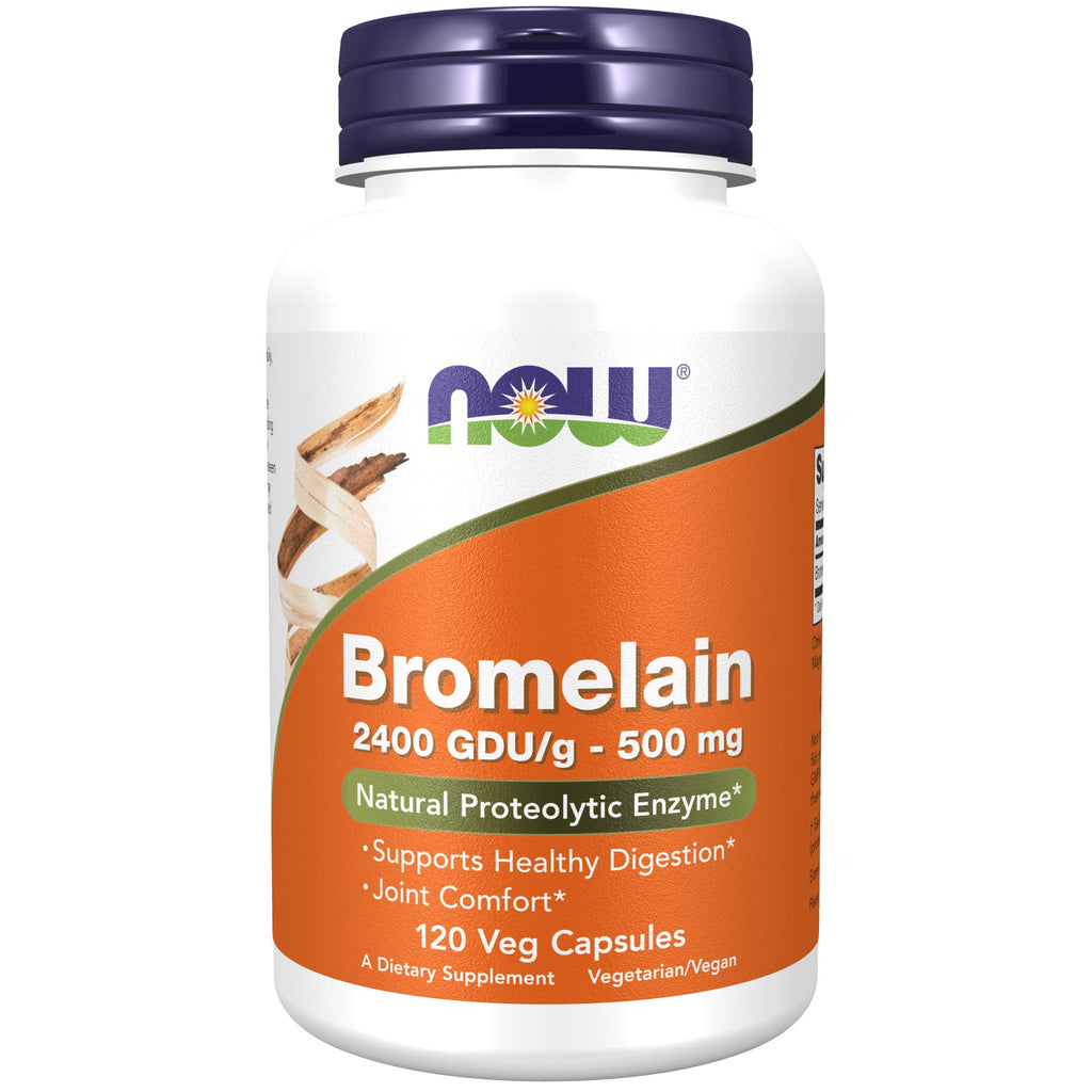 [Australia] - NOW Supplements, Bromelain (Natural Proteolytic Enzyme) 2,400 GDU/g - 500 mg, Natural Proteolytic Enzyme*, 120 Veg Capsules 