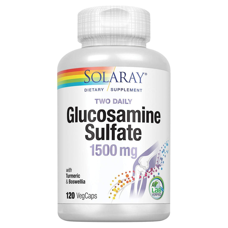 [Australia] - Solaray Glucosamine Sulfate 1500 mg, 2 Daily | Healthy Joint Support with Turmeric & Boswellia (60 Serv, 120 CT) 120 Count (Pack of 1) 