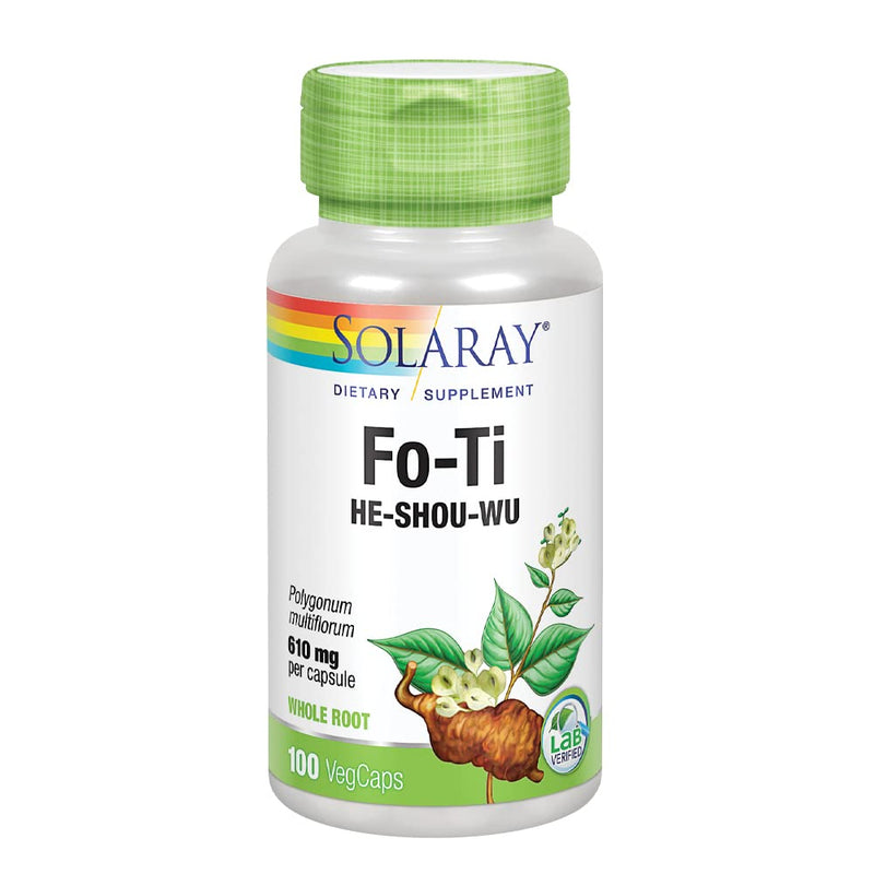 [Australia] - Solaray Fo-Ti 610 mg | Healthy Liver, Kidney, Hormone & Longevity Support | Hair, Skin & Nails | Vegan | 100 VegCaps 