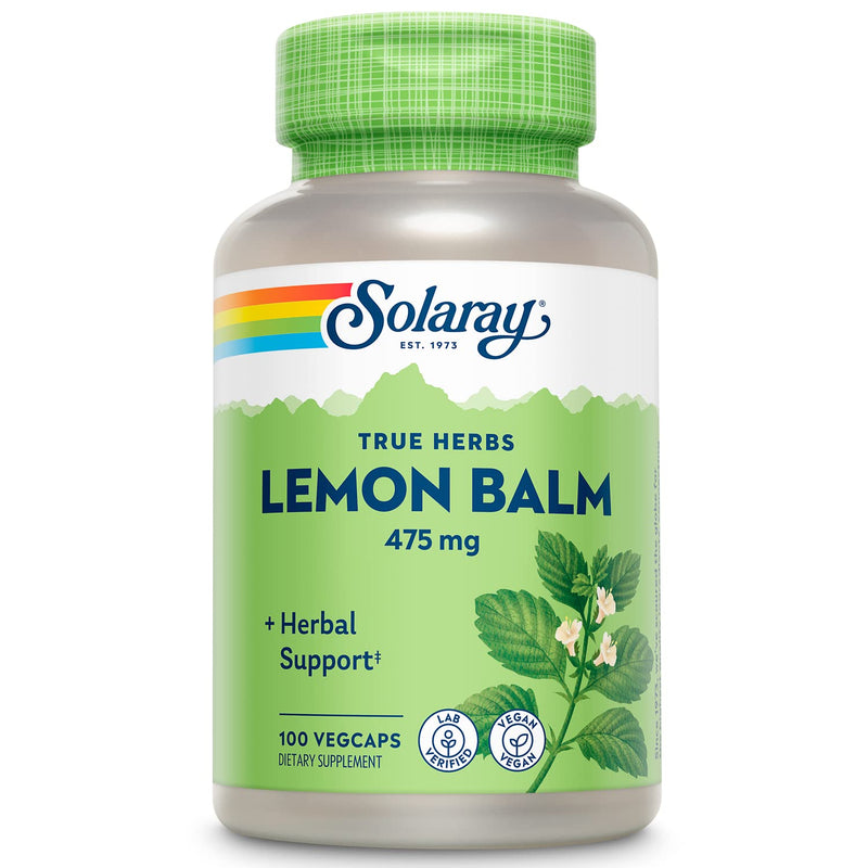 [Australia] - Solaray Lemon Balm Aerial 475mg | Healthy Mental Calm & Relaxation and Rest Support | Whole Aerial for Full Nutrient Profile | Non-GMO, Vegan | 100 CT 