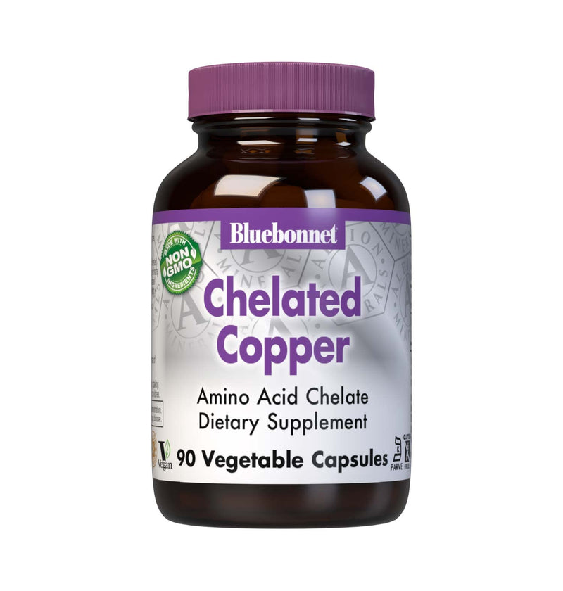 [Australia] - Bluebonnet Nutrition Albion Chelated Copper, 3 mg of Copper, For Nervous System & Immune Health*, Soy-Free, Gluten-Free, Non-GMO, Kosher Certified, Dairy-Free, Vegan, 90 Vegetable Capsule, 90 Servings 