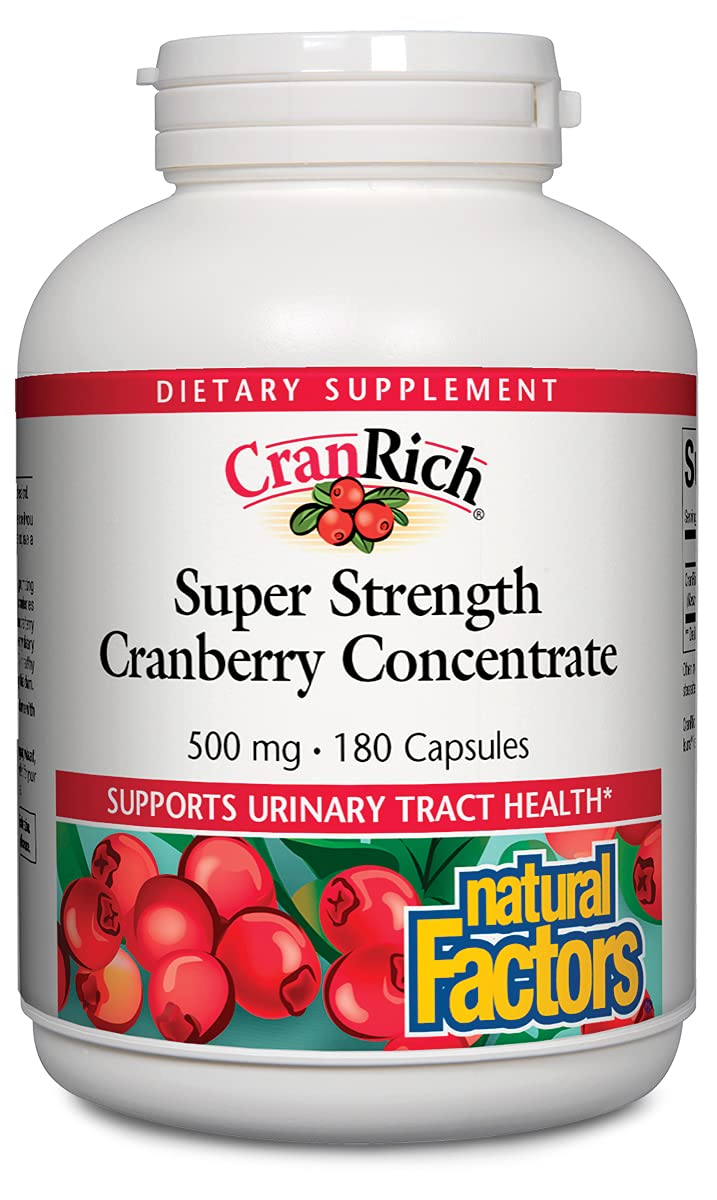 [Australia] - CranRich by Natural Factors, Super Strength Cranberry Concentrate, Antioxidant Supplement for Urinary Tract Support, Non-GMO, 180 capsules (180 servings) 180 Count (Pack of 1) 