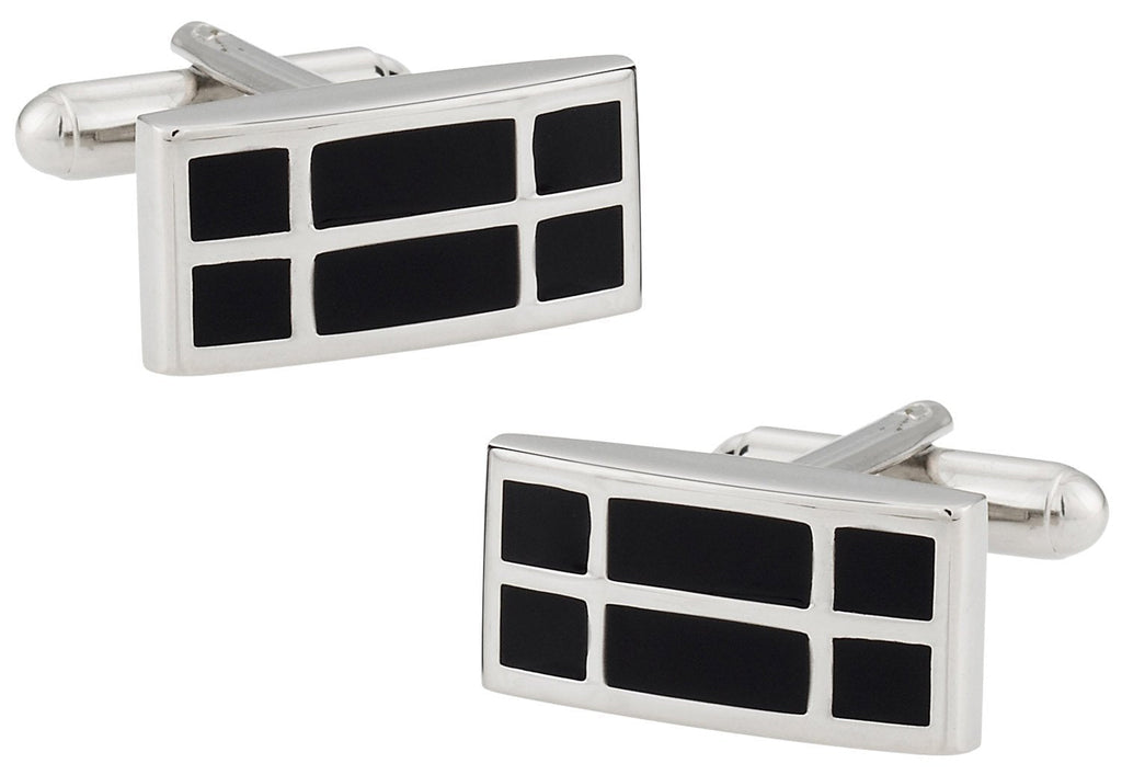 [Australia] - Cuff-Daddy Rectangular Black Enamel Cufflinks with Presentation Box 