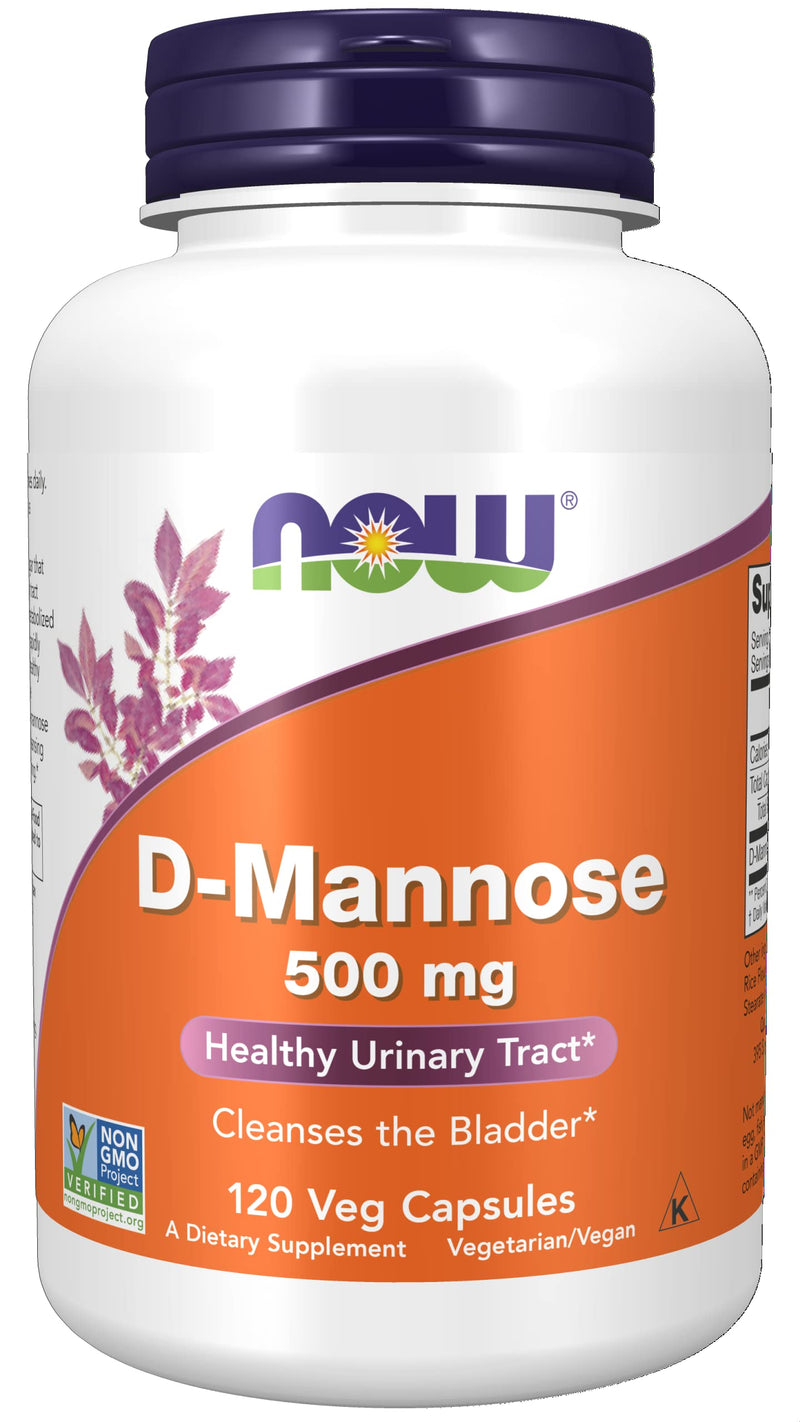 [Australia] - NOW Supplements, D-Mannose 500 mg, Non-GMO Project Verified, Healthy Urinary Tract*, 120 Veg Capsules 120 Count (Pack of 1) 