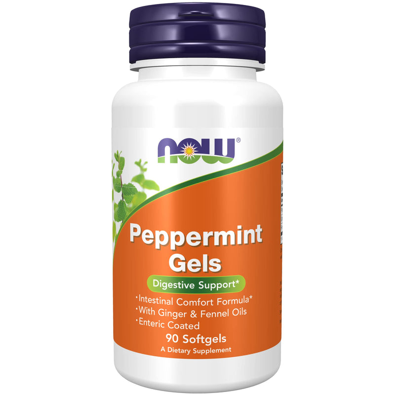 [Australia] - NOW Supplements, Peppermint Gels with Ginger & Fennel Oils, Enteric Coated, Digestive Support*, 90 Softgels 90 Count (Pack of 1) 