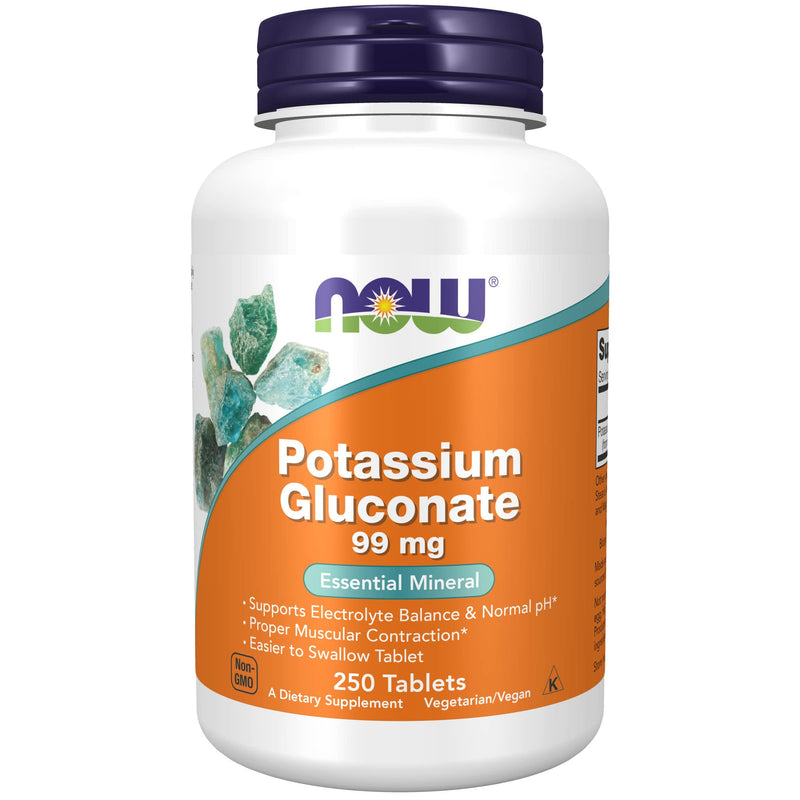 [Australia] - NOW Supplements, Potassium Gluconate 99mg, Easier to Swallow, Essential Mineral*, 250 Tablets 1 