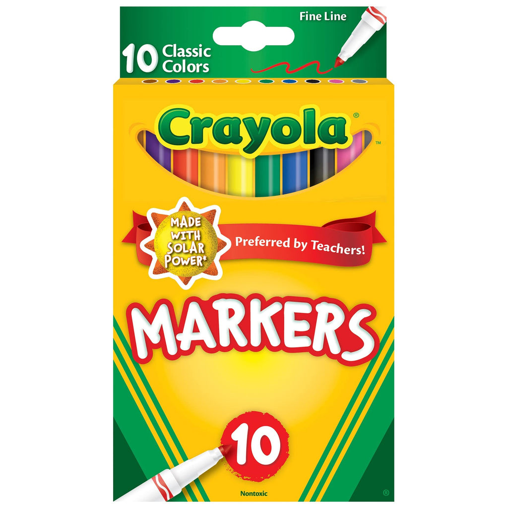 [Australia] - Crayola Original Marker Set, Fine Tip, Assorted Classic Colors, Set of 10 