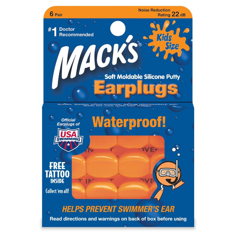 [Australia] - Macks Moldable Silicone Ear Plugs, Kids Size, 6 Pair 6 Count (Pack of 6) 