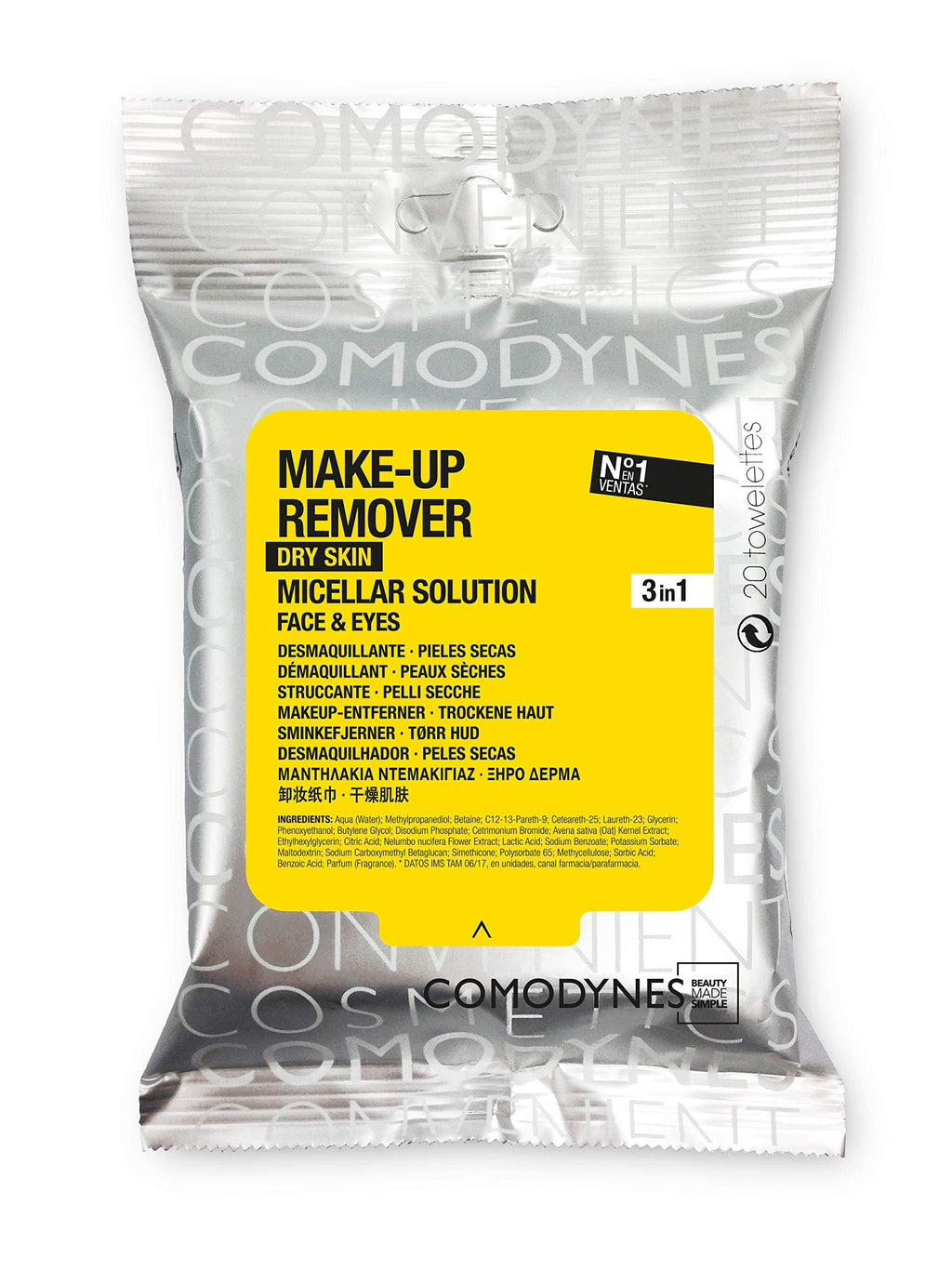 [Australia] - Comodynes Makeup Removers Toweletts for Face and Eyes with Oats for Dry Skin. 3 -20 towels packs 