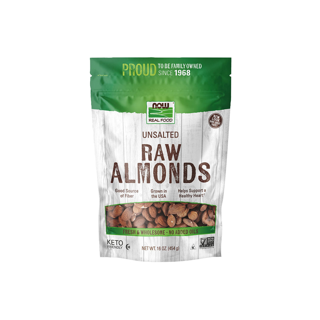 [Australia] - NOW Foods, Almonds, Raw and Unsalted, Source of Protein, Grown in the USA, 16-Ounce (Packaging May Vary) 