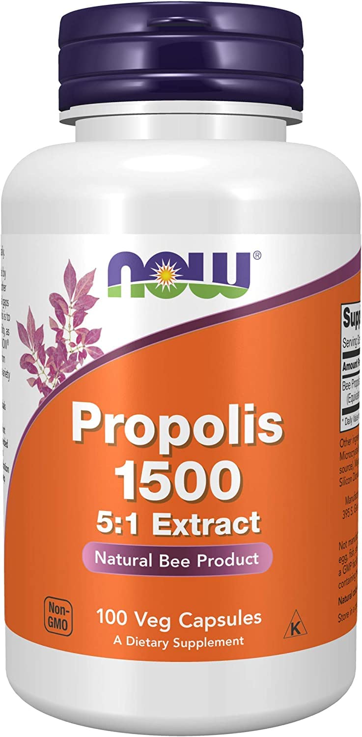 [Australia] - NOW Supplements, Propolis 1,500 mg with 5:1 Concentrate, Natural Bee Product, 100 Veg Capsules 