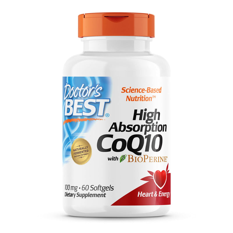 [Australia] - Doctor's Best High Absorption CoQ10 with BioPerine, Gluten Free Naturally Fermented, Heart Health & Energy Production, 100 mg, 60 SoFtgels 