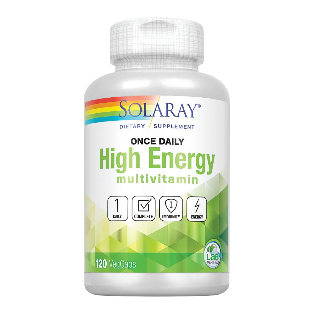 [Australia] - Solaray Once Daily High Energy Multivitamin | Supports Immunity & Energy | Whole Food Base Ingredients | Mens and Womens Multi Vitamin | 120 VegCaps 120 Count (Pack of 1) 