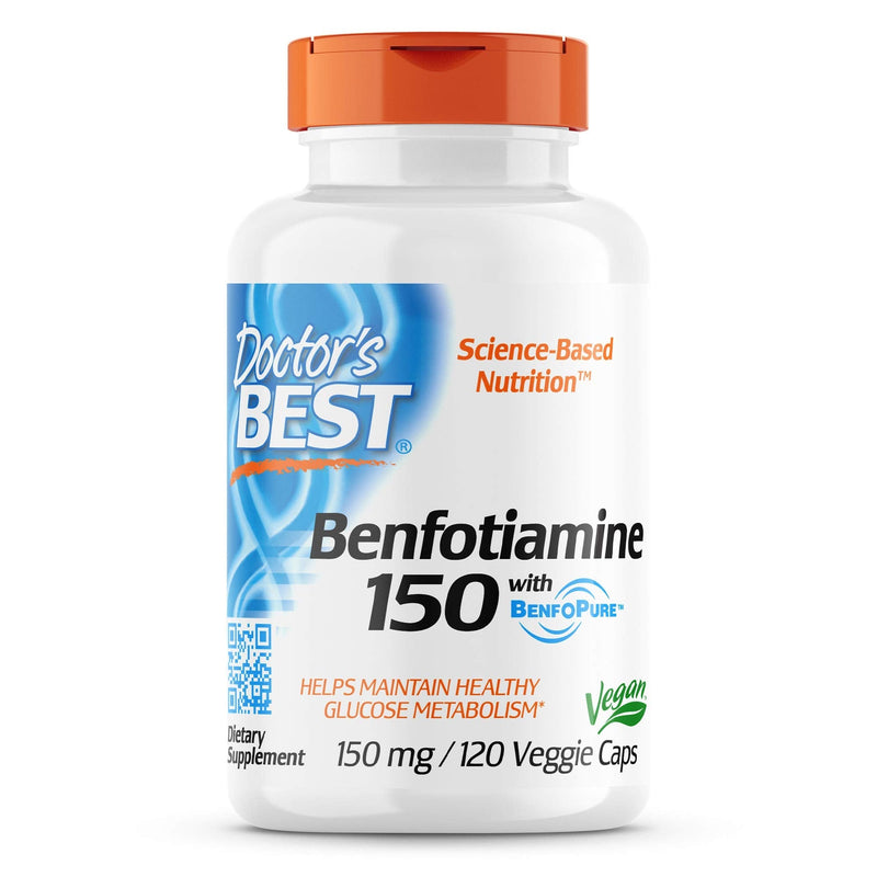 [Australia] - Doctor's Best BenFotiamine with BenfoPure, Non-GMO, Gluten Free, Vegan, Helps Maintain Blood Sugar Levels, 150 mg, 120 Veggie Caps (DRB-00129) 