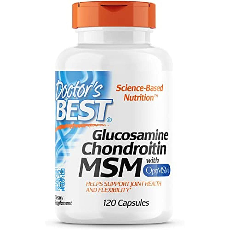 [Australia] - Doctor's Best Glucosamine Chondroitin Msm with OptiMSM Capsules, Supports Healthy Joint Structure, Function & Comfort, Non-GMO, Gluten Free, Soy Free, 120 Count (Pack of 1) 
