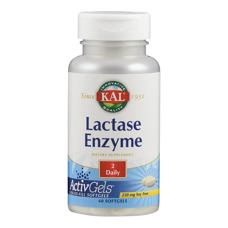 [Australia] - KAL Lactase Enzyme 250 mg | Healthy Digestion Support for Lactose Intolerance | Liquid-Filled ActivGels | 60ct, 30 Serv. 