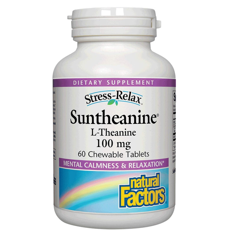 [Australia] - Stress-Relax Chewable Suntheanine L-Theanine 100 mg by Natural Factors, Non-Drowsy Stress Support for Mental Calmness and Relaxation, Tropical Fruit Flavor, 60 Tablets 60 Count (Pack of 1) Standard Packaging 