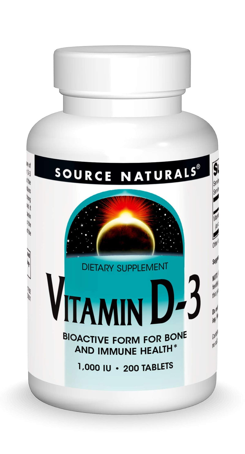 [Australia] - Source Naturals Vitamin D-3 1000 iu Supports Bone & Immune Health (200 Tablets) 200 Count (Pack of 1) 