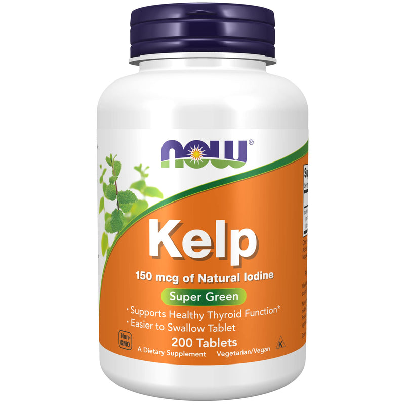 [Australia] - NOW Supplements, Kelp 150 mcg of Natural Iodine, Easier to Swallow Tablet, Super Green, 200 Tablets 