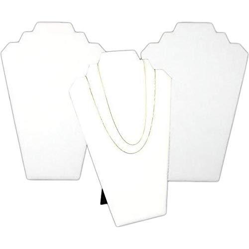 [Australia] - FindingKing 3 White Leather Padded 2 Tier Necklace Pendant Bust Showcase Displays 12.5" 