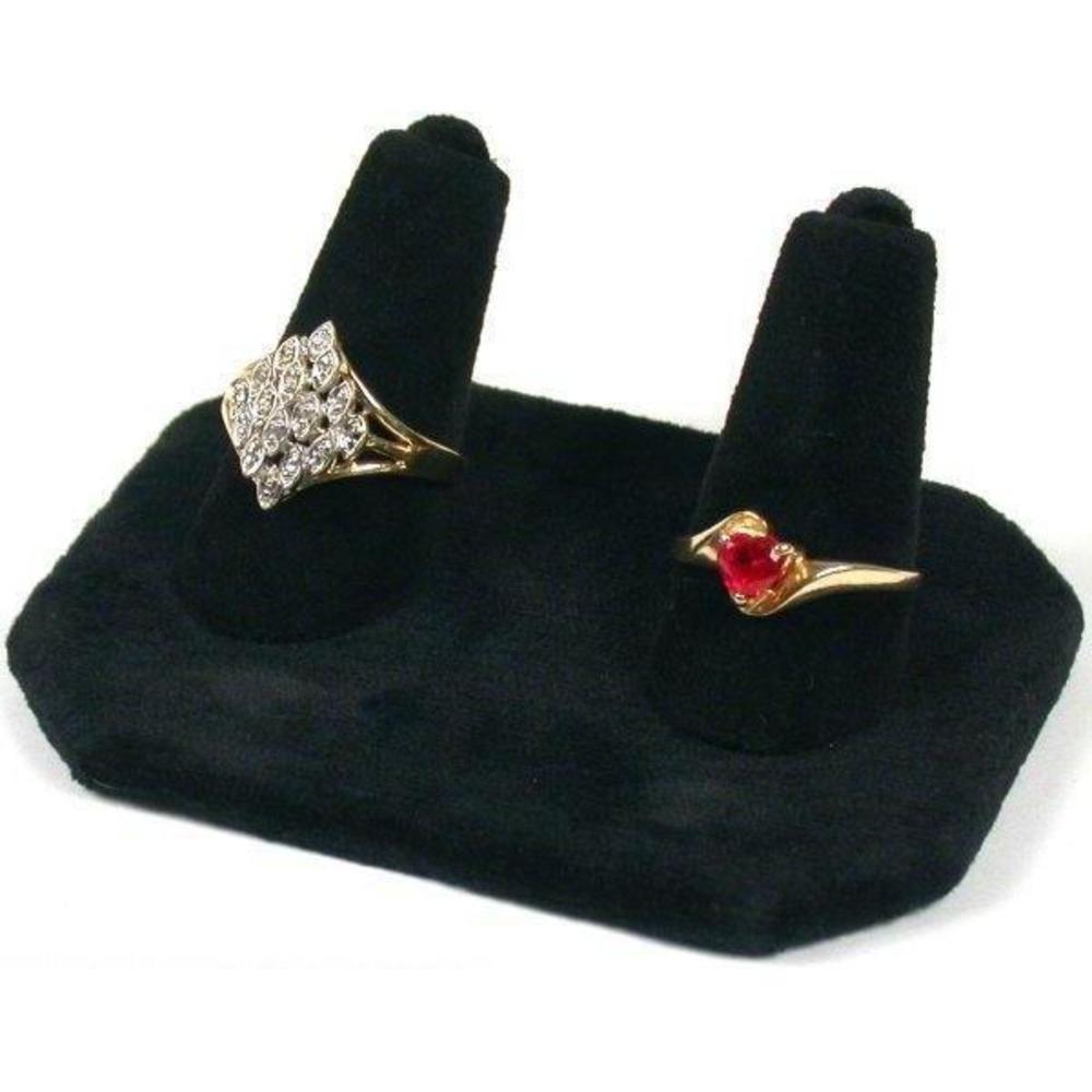 [Australia] - Double Ring Finger Display Black Velvet Jewelry Case 