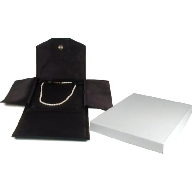 [Australia] - Black Leather Satin Necklace Jewelry Travel Folder Display Case 