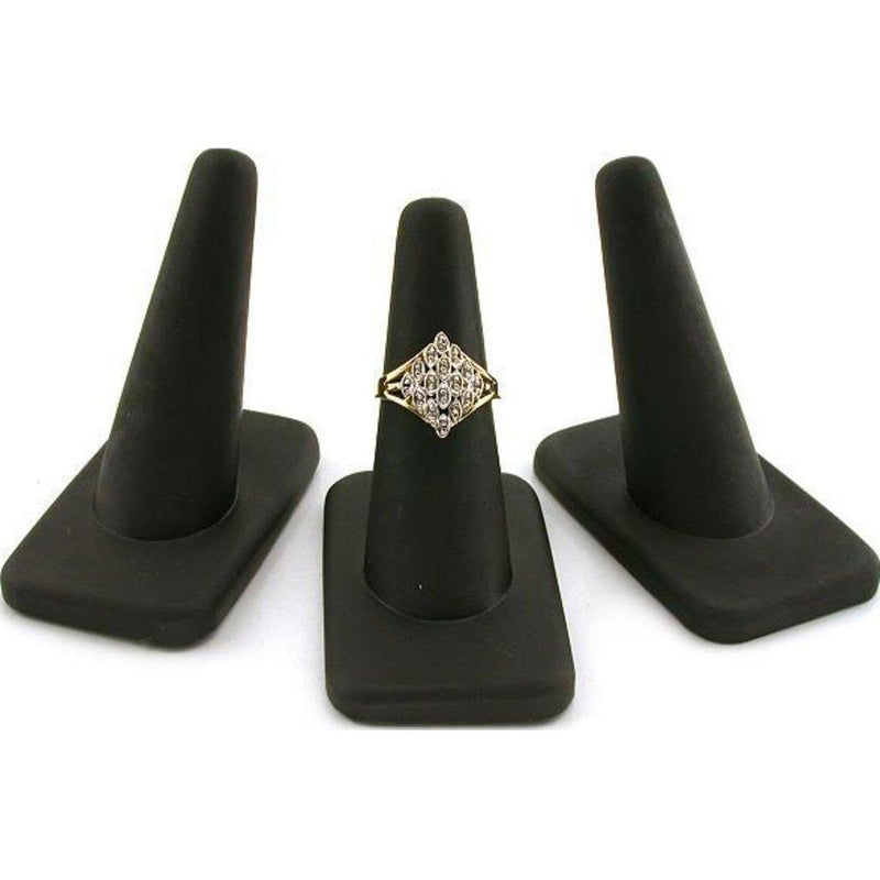 [Australia] - 3 Black Rubber Ring Finger Jewelry Holder Showcase Display Stands 